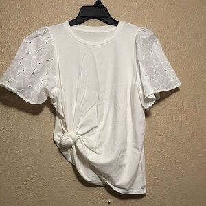 a new day White Eyelet Sleeve Tee